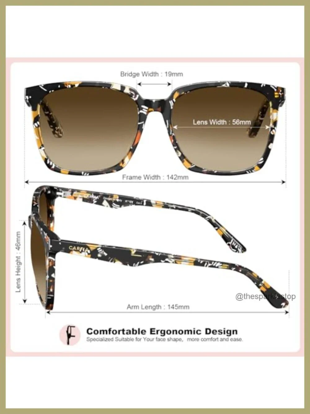 Oversized Square Polarized Sunglasses for Women Retro Acetate
